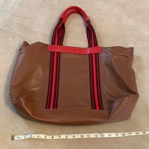 ISAIA BROWN LEATHER TOTE